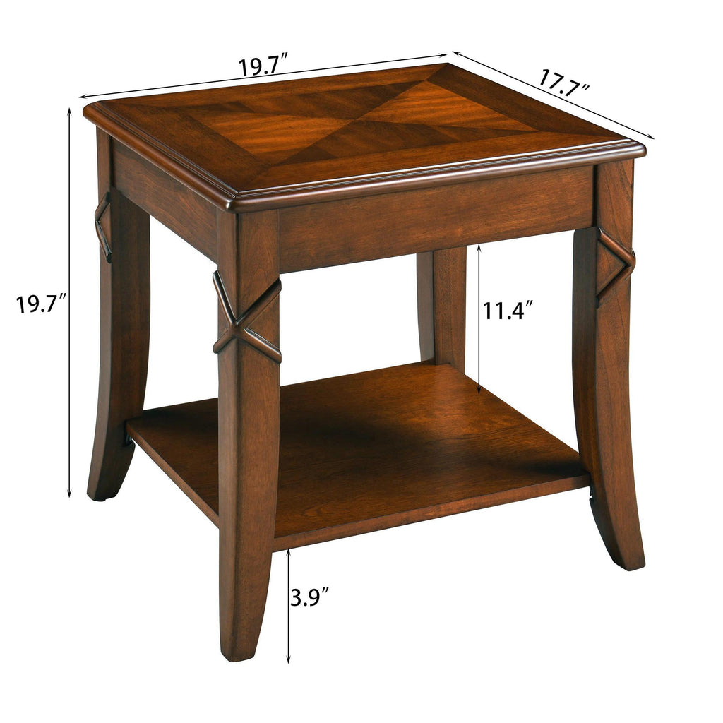 Wooden 2-Tier End Table with Shelf W4673
