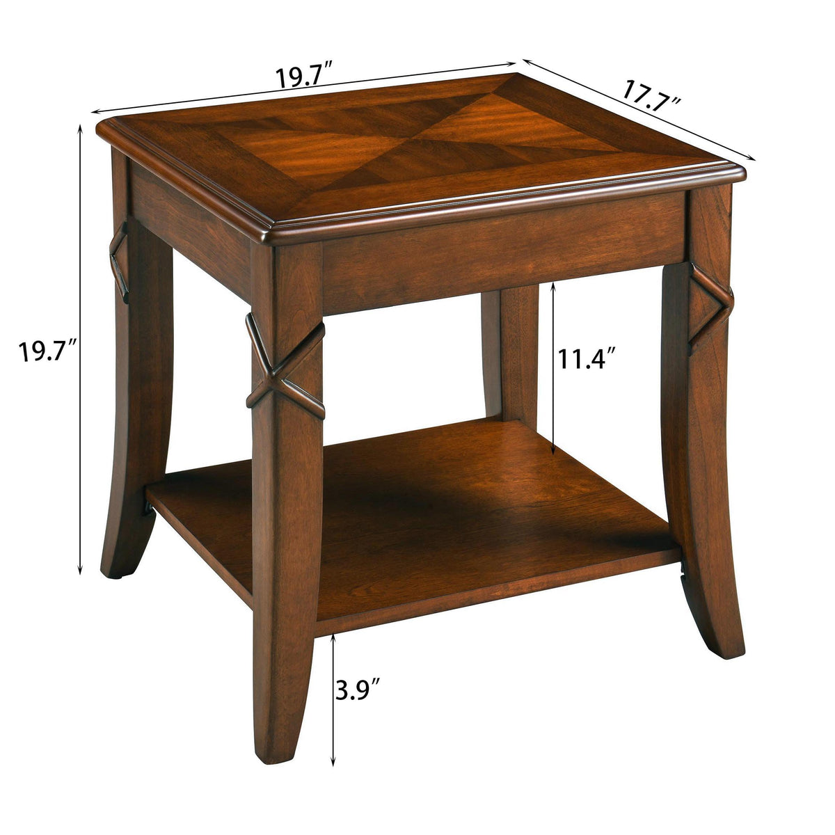 Wooden 2-Tier End Table with Shelf W4673