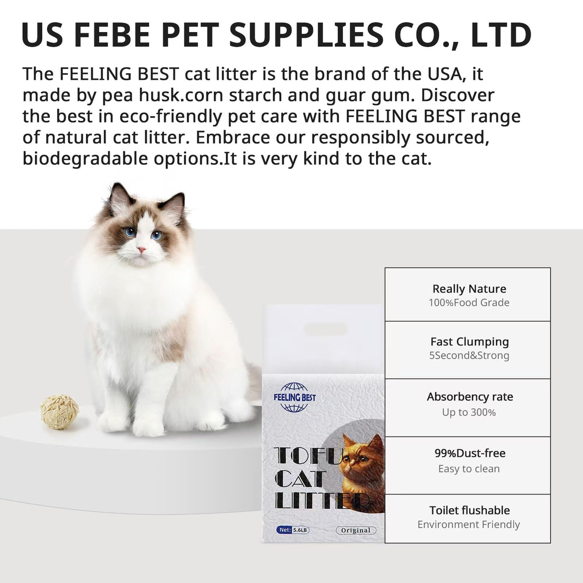 Plant-Based Flushable Tofu Cat Litter 33.6 lb Z866344