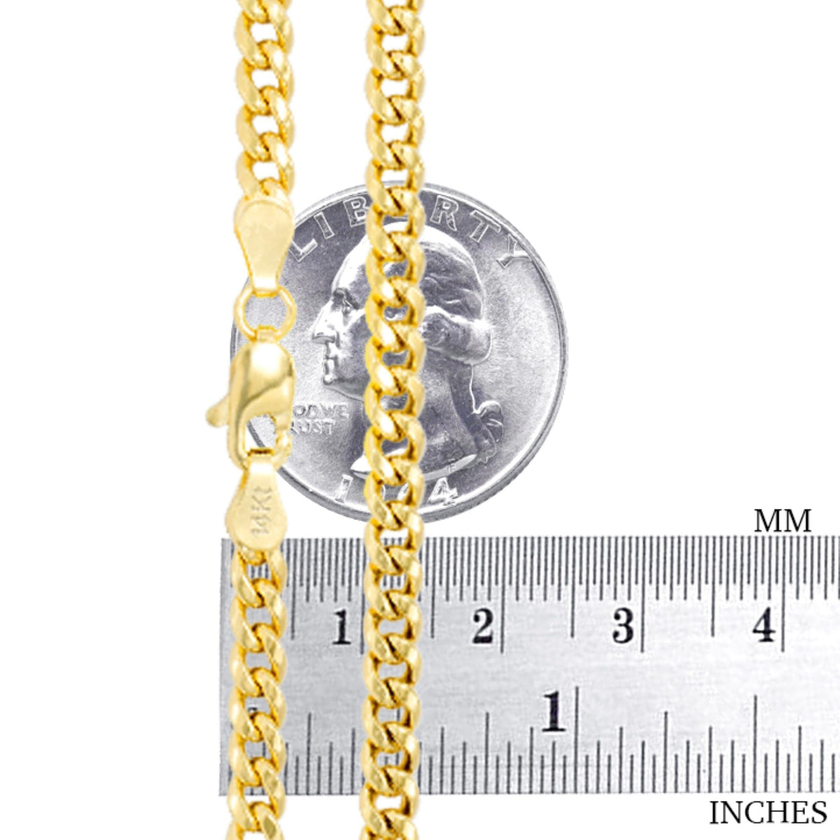 14k Yellow Gold Cuban Link Chain Necklace J425002