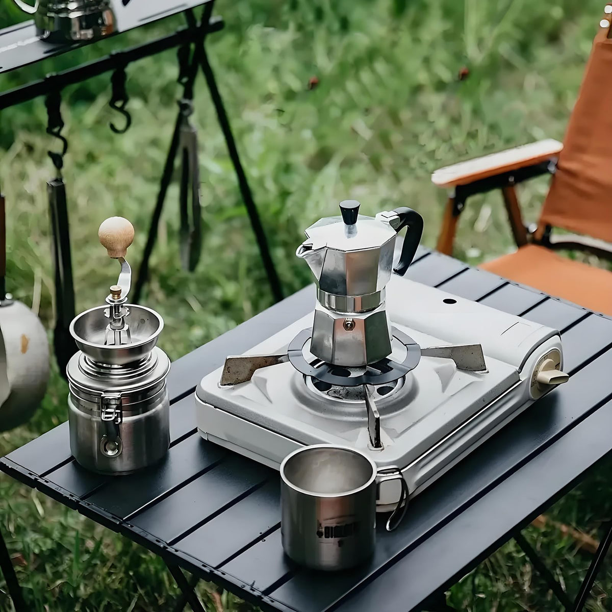 Folding Camping Side Table, Adjustable Height L356