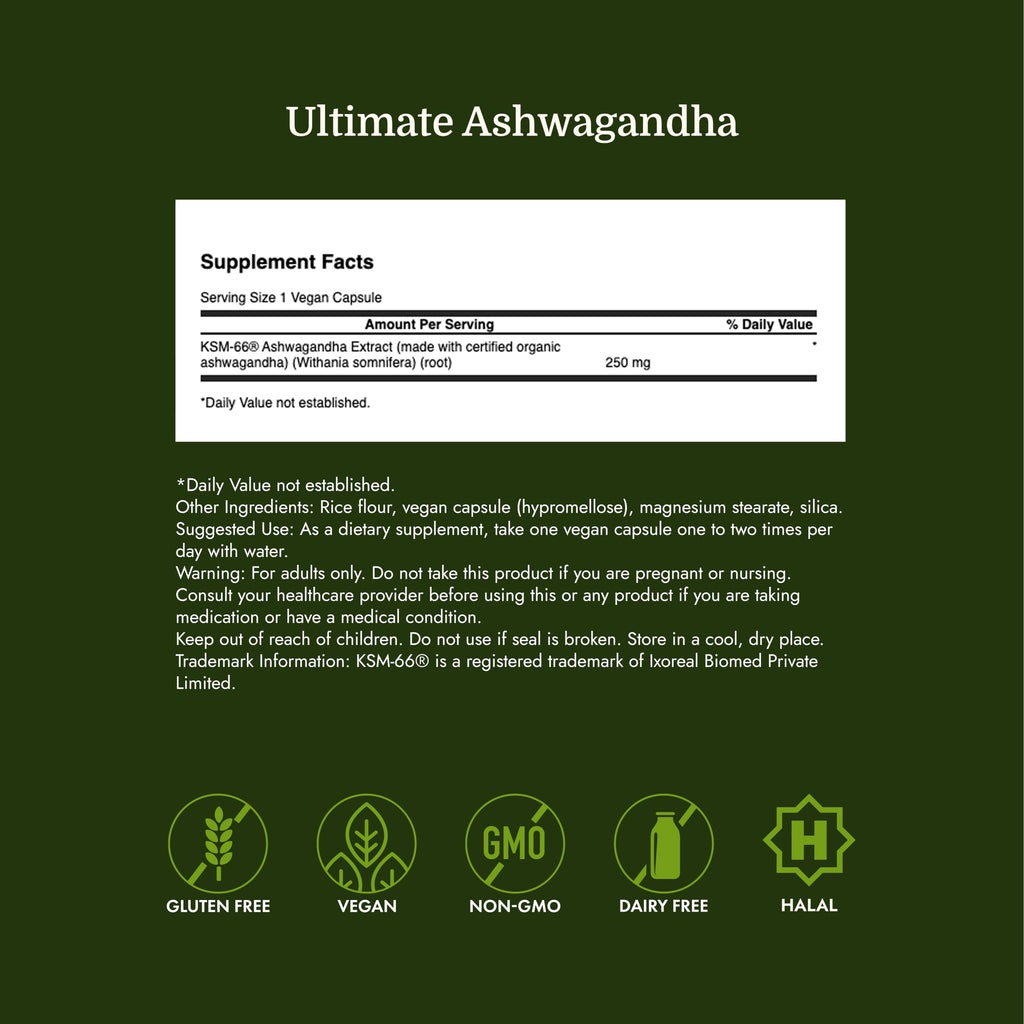 Ashwagandha 250 mg 60 Veggie Capsules V336302