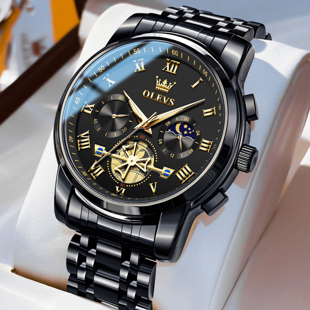 Waterproof Stainless Steel Multifunction Mens Watch F478