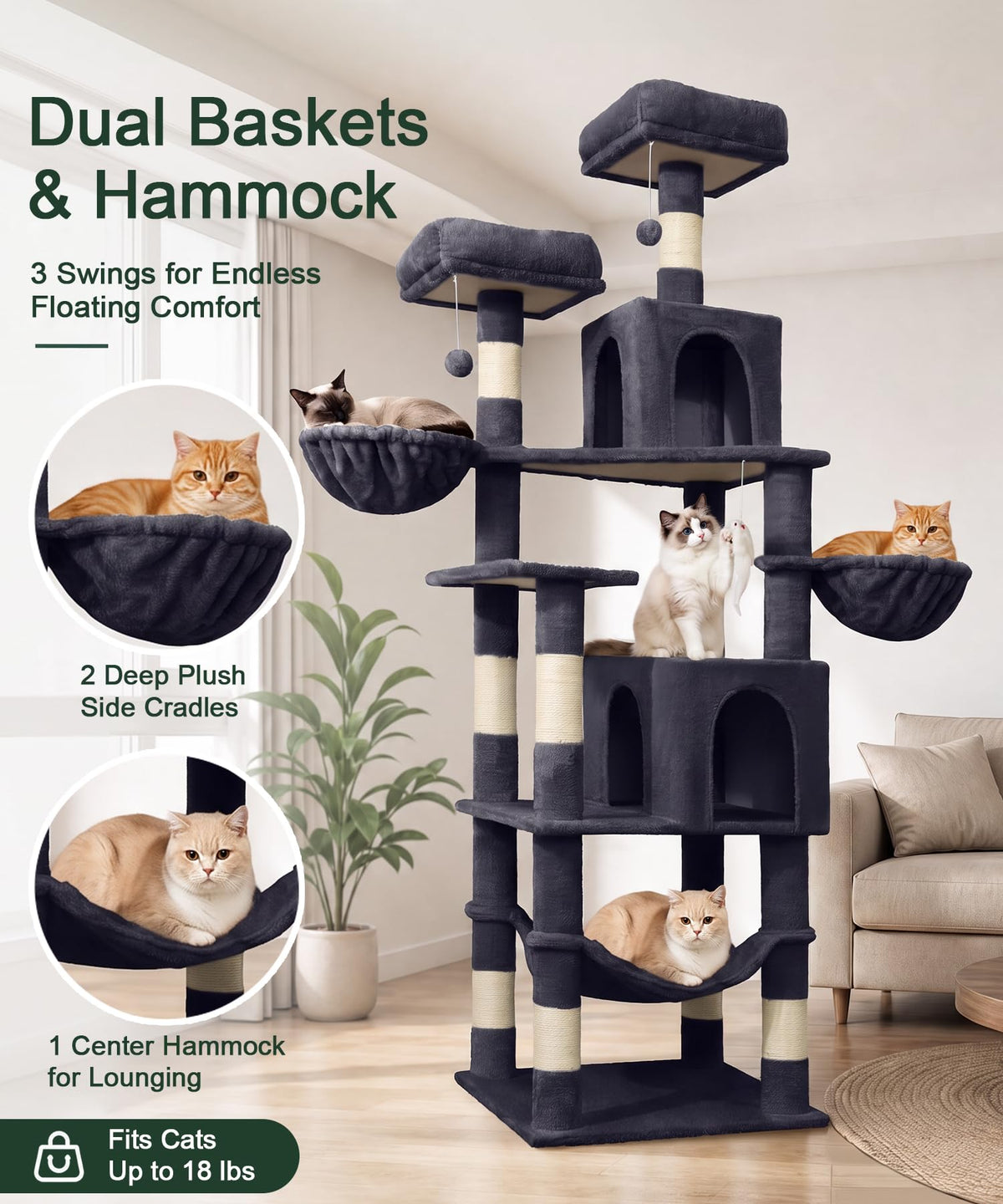 70 Inch Heavy Duty Cat Tree W8155