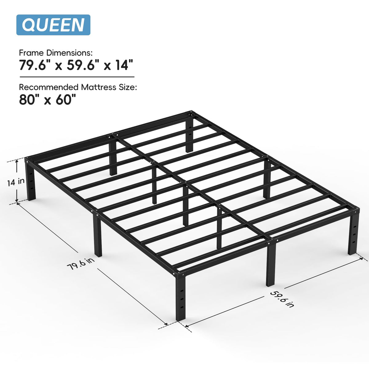 Queen Metal Platform Bed Frame with Storage K8115