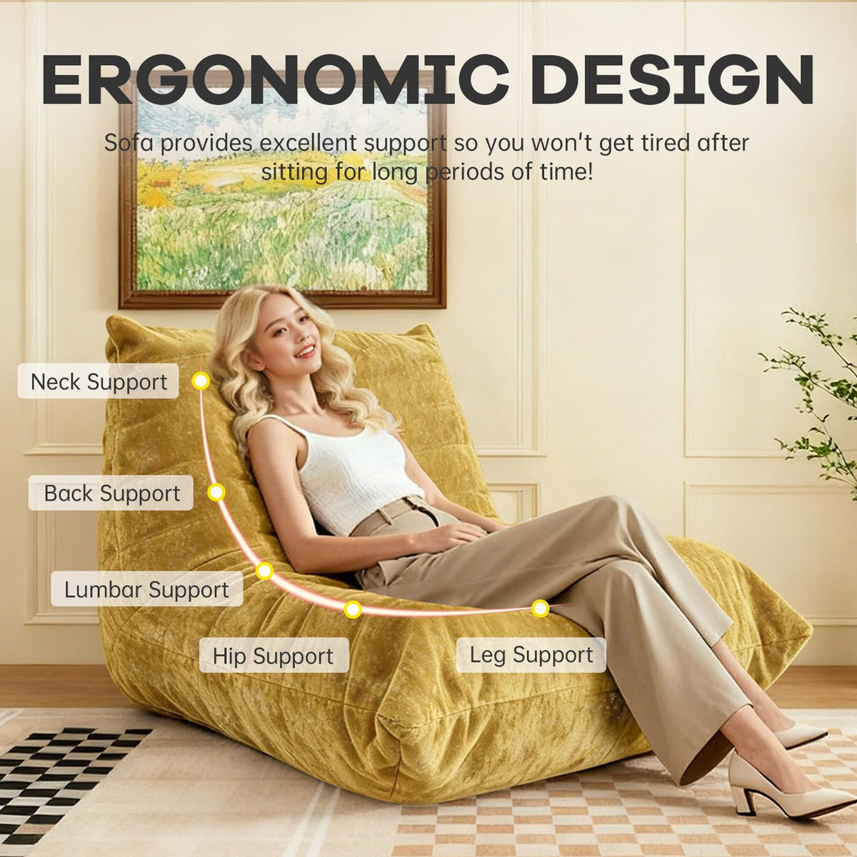 Oversized Memory Foam Bean Bag Chair U780604