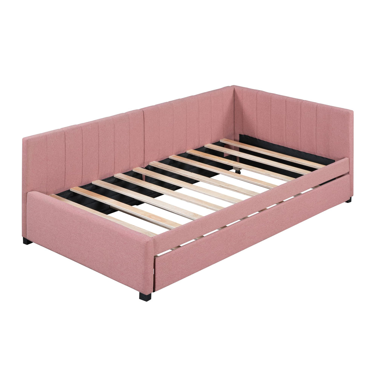Twin Size Linen Upholstered Daybed with Trundle G961425