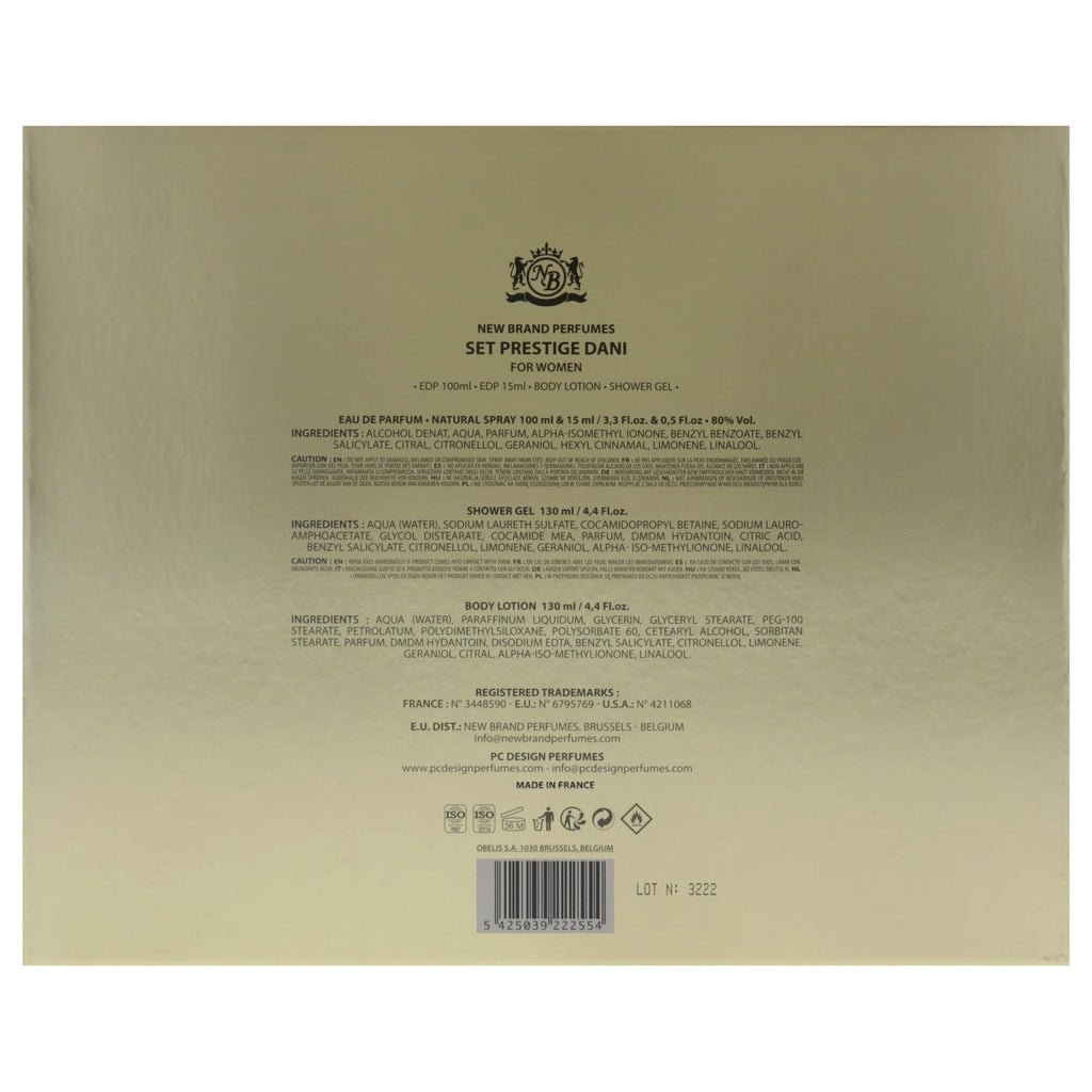 4 Pc Gift Set 3.3oz EDP Spray, 0.5oz EDP Spray, 4.4oz Shower Gel, 4.4oz Body Lotion F676