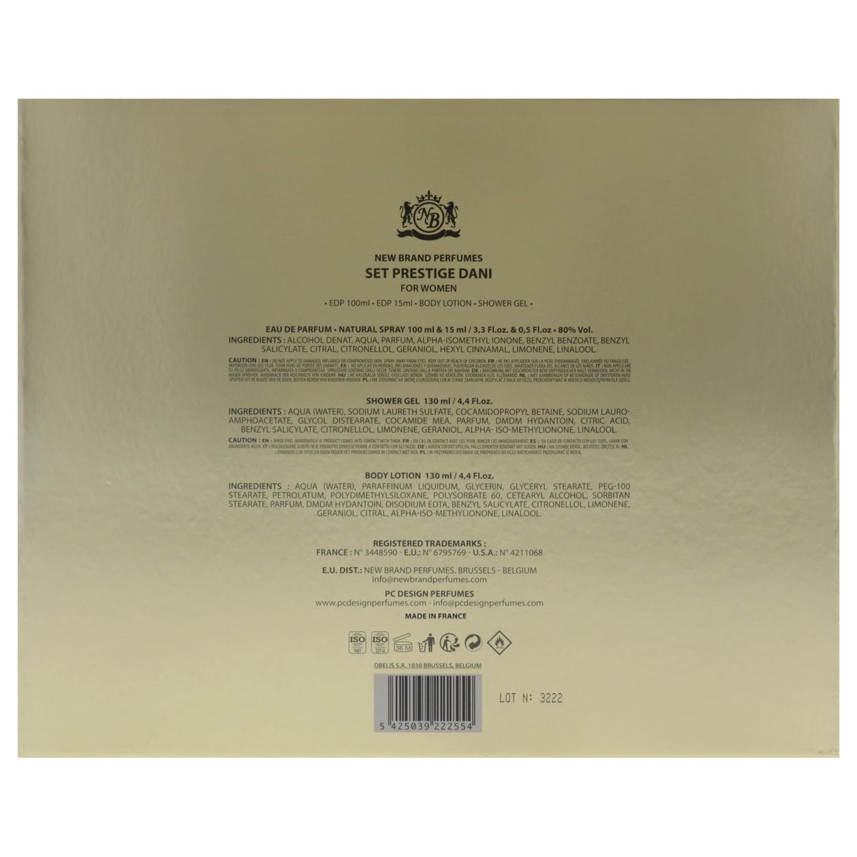 4 Pc Gift Set 3.3oz EDP Spray, 0.5oz EDP Spray, 4.4oz Shower Gel, 4.4oz Body Lotion F676