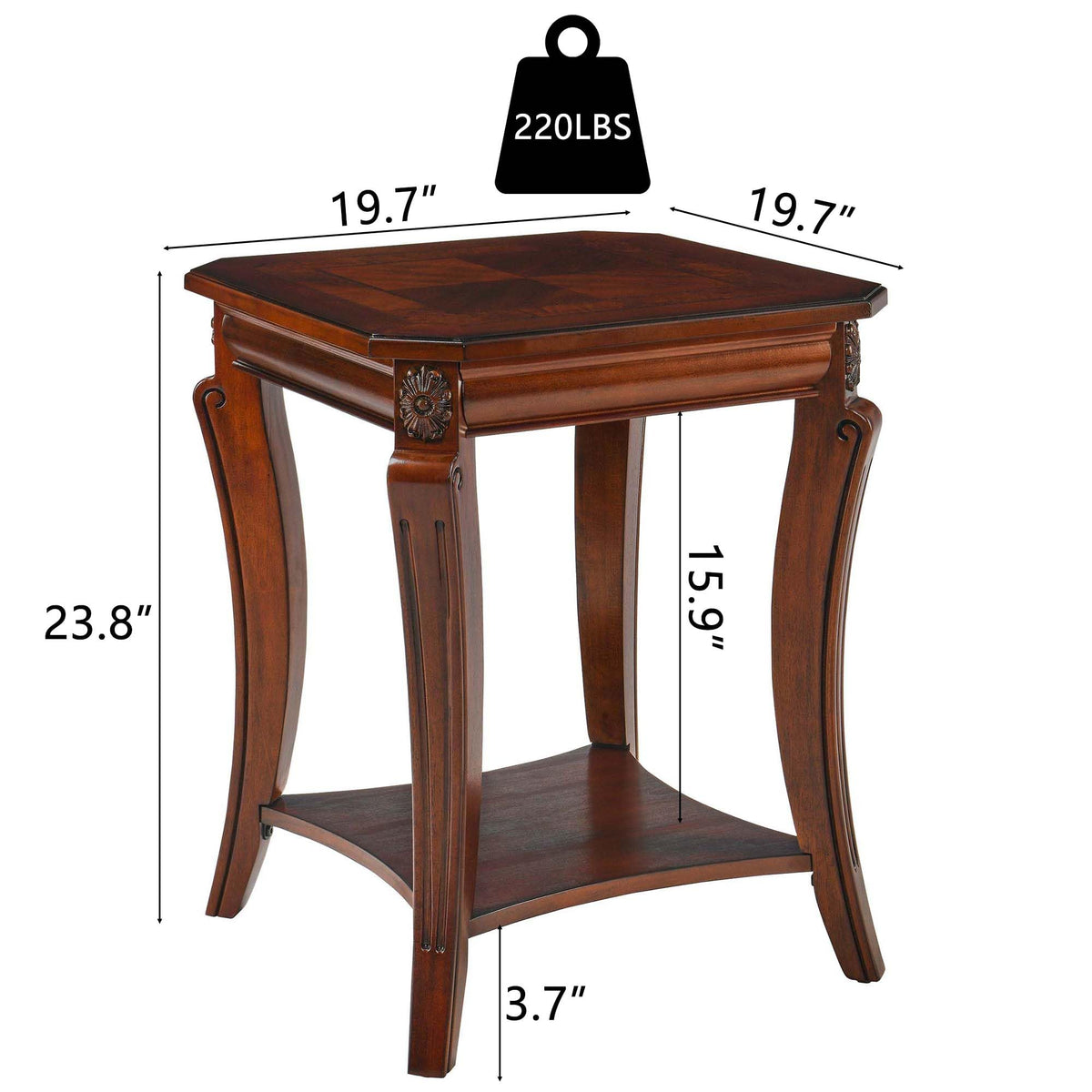 Cherry Brown Side Table with Storage Shelf X484