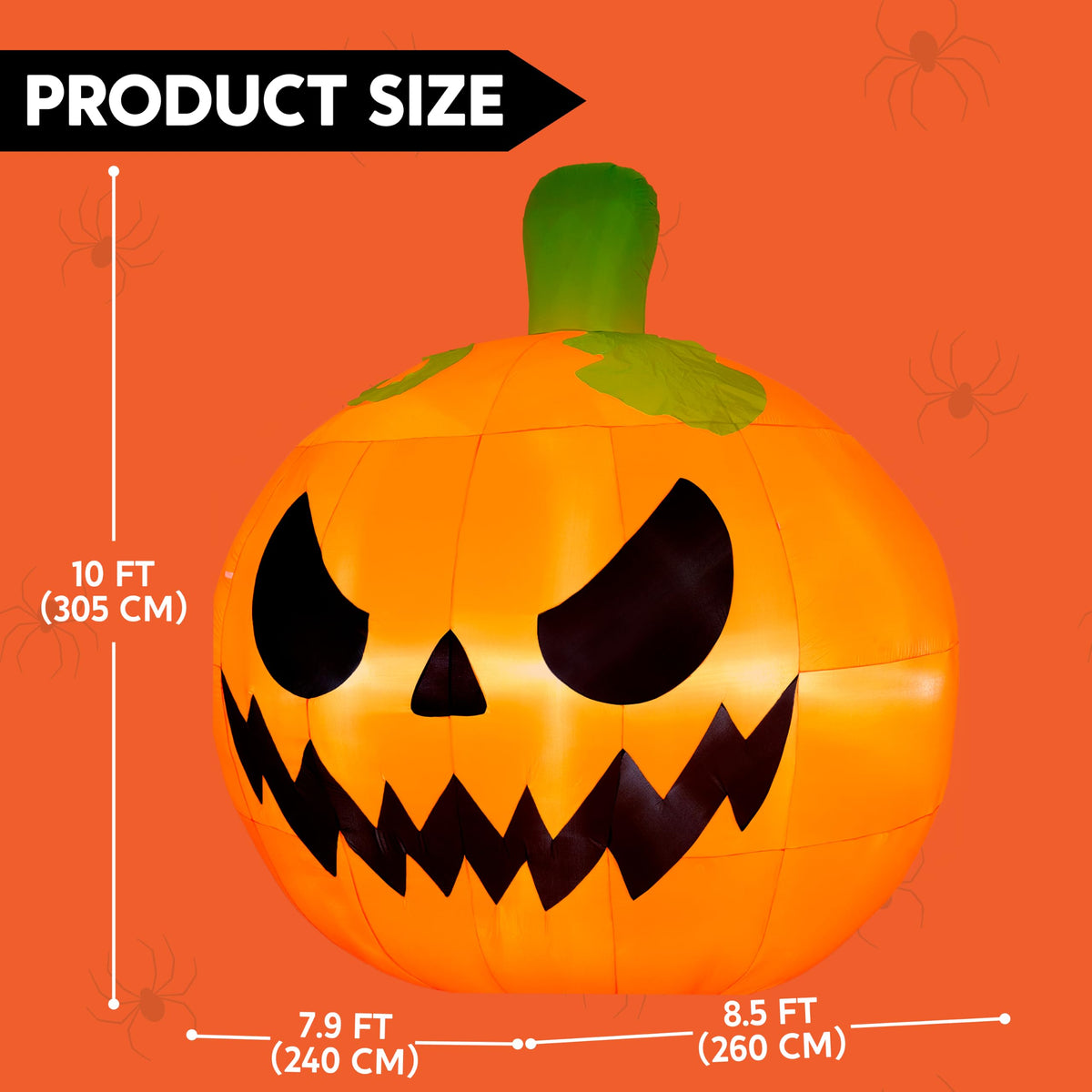 10FT Tall Inflatable Pumpkin with Built-in LED Lights C17095