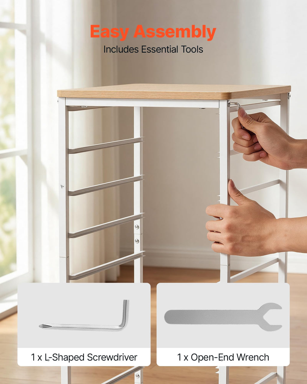 8 Drawer Rolling Storage Cart with Wood Top V6253