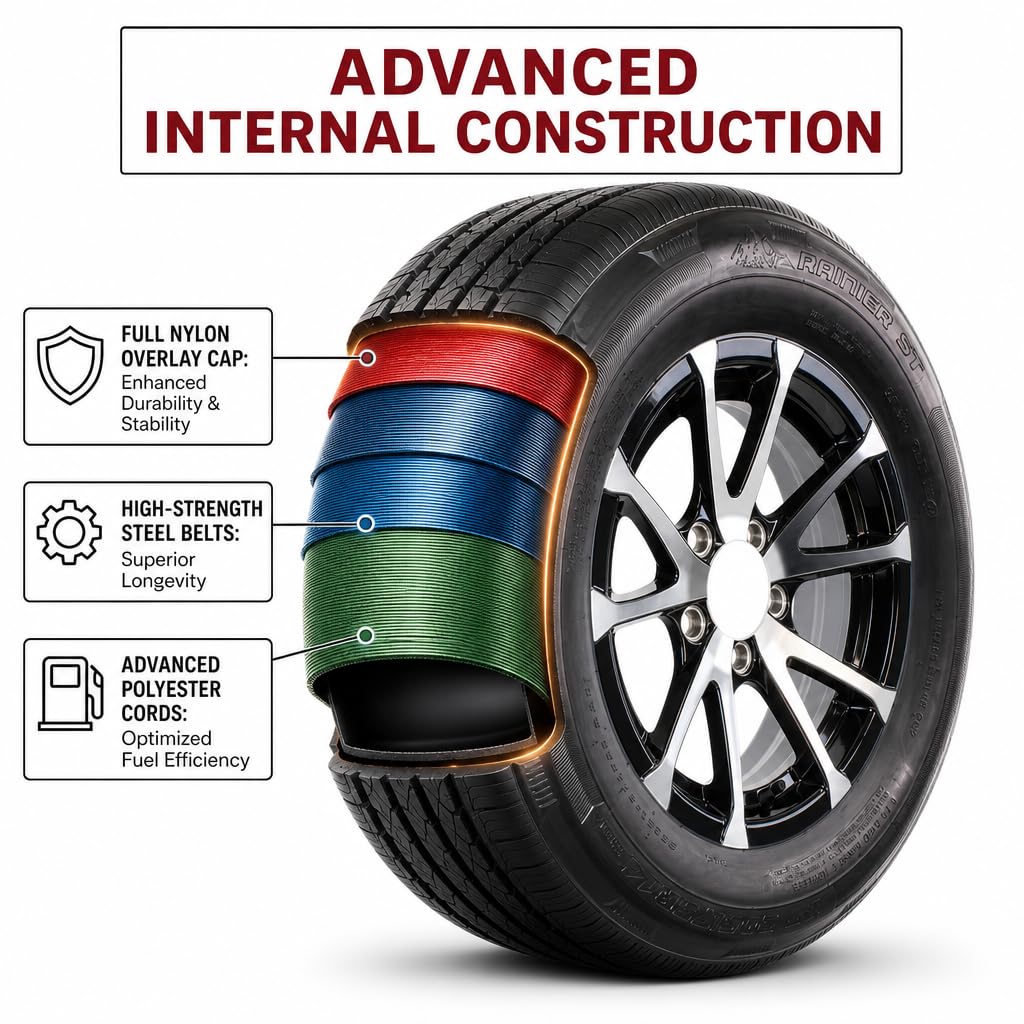 2-Pack Radial Trailer Tire Rim Assembly ST205/75R15 5 Lug Black X51403