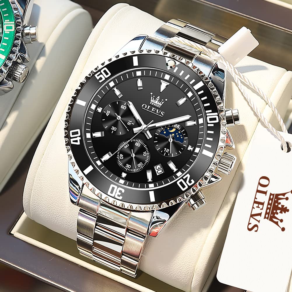 Chronograph Moon Phase Stainless Steel Wrist Watch J909