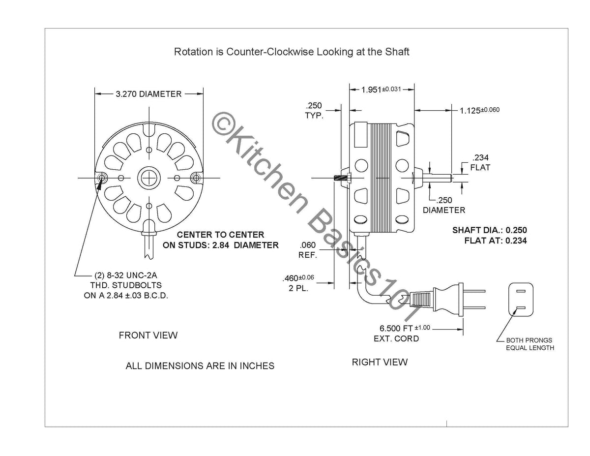 3.3 Inch Diameter Vent Fan Motor O42139