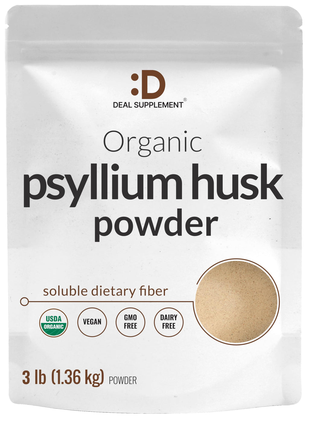 Organic Psyllium Husk Powder 3lbs Unflavored Soluble Fiber W9391