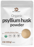 Organic Psyllium Husk Powder 3lbs Unflavored Soluble Fiber W9391