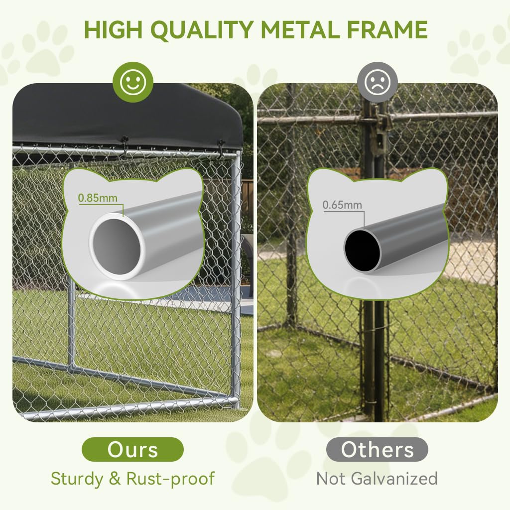 10x10FT Heavy Duty Outdoor Dog Kennel with Roof T1070