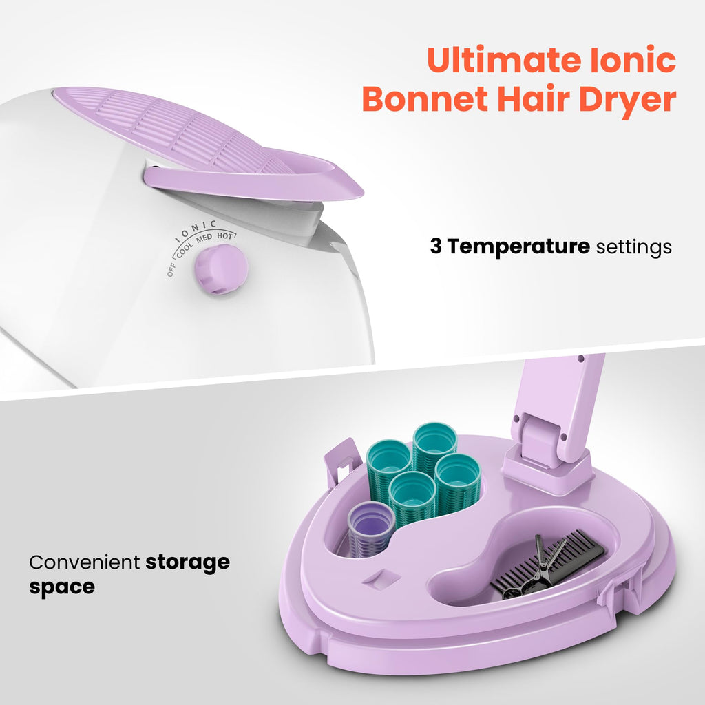 1875W Ionic Hooded Hair Dryer with 3 Heating Settings D604528