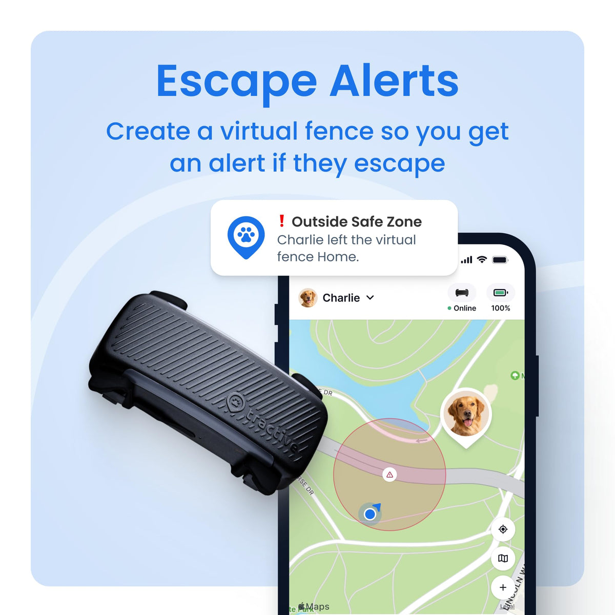 Black Smart Dog GPS Tracker with Virtual Fence Y2781
