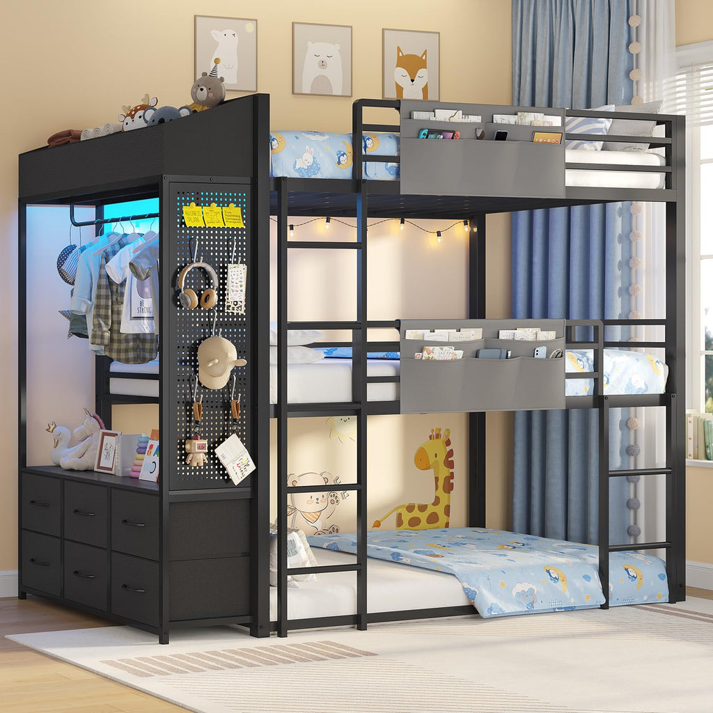 Triple Bunk Bed with 6 Storage Drawers J72013