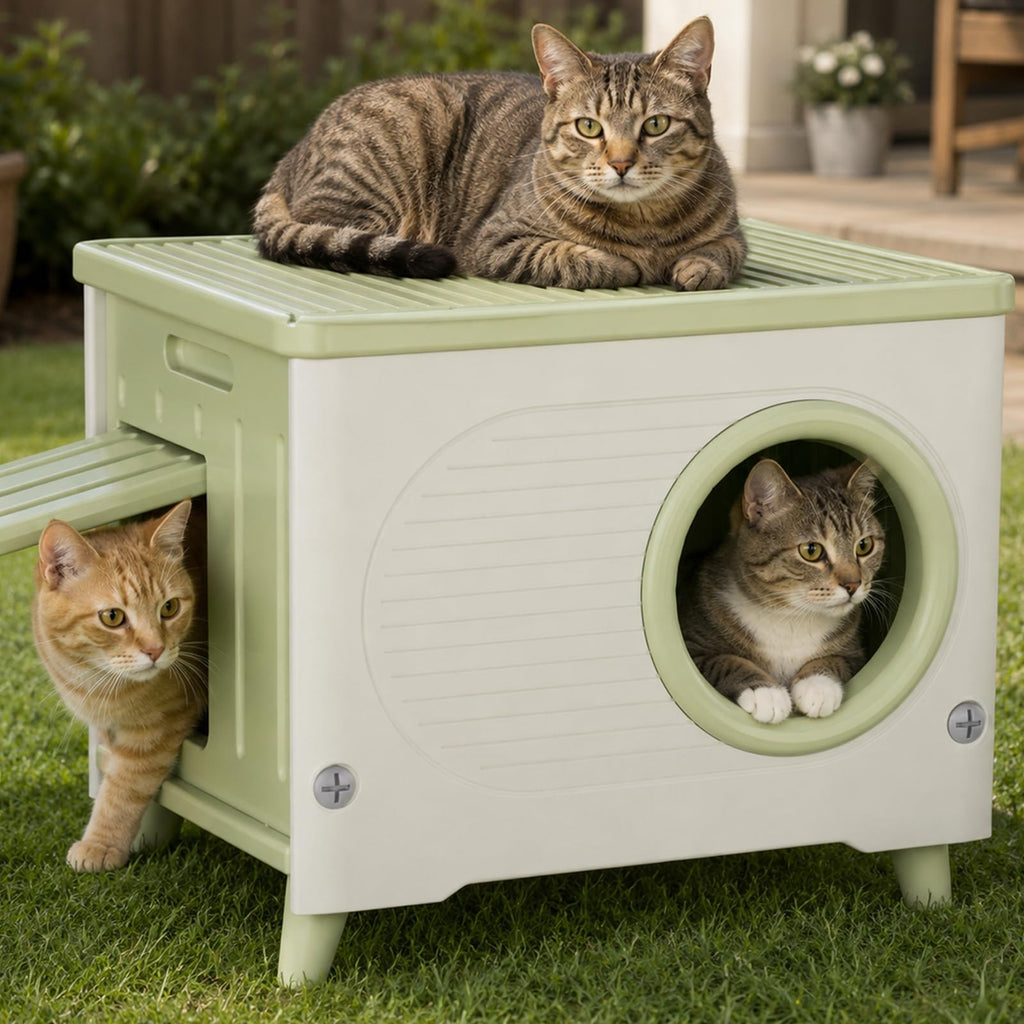 Extra Large Insulated Plastic Cat House with Escape Door T40728