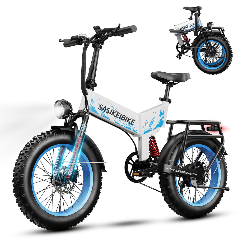 Foldable Electric Bike 1500W 52V 20Ah 20" Fat Tire Full Suspension B50489