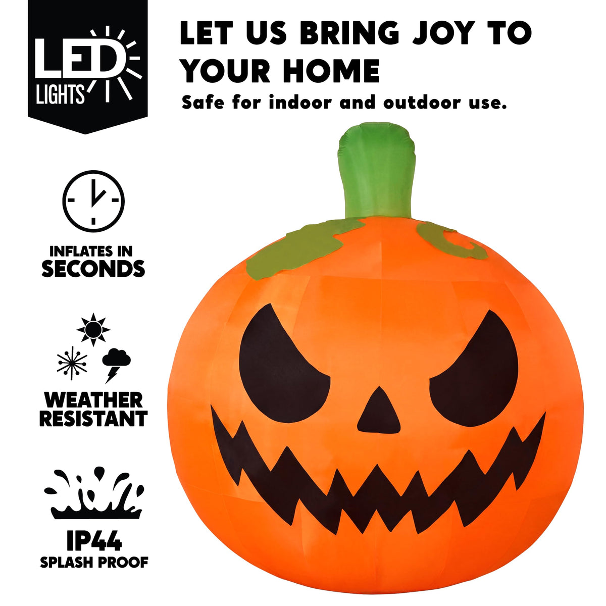 10FT Tall Inflatable Pumpkin with Built-in LED Lights C17095
