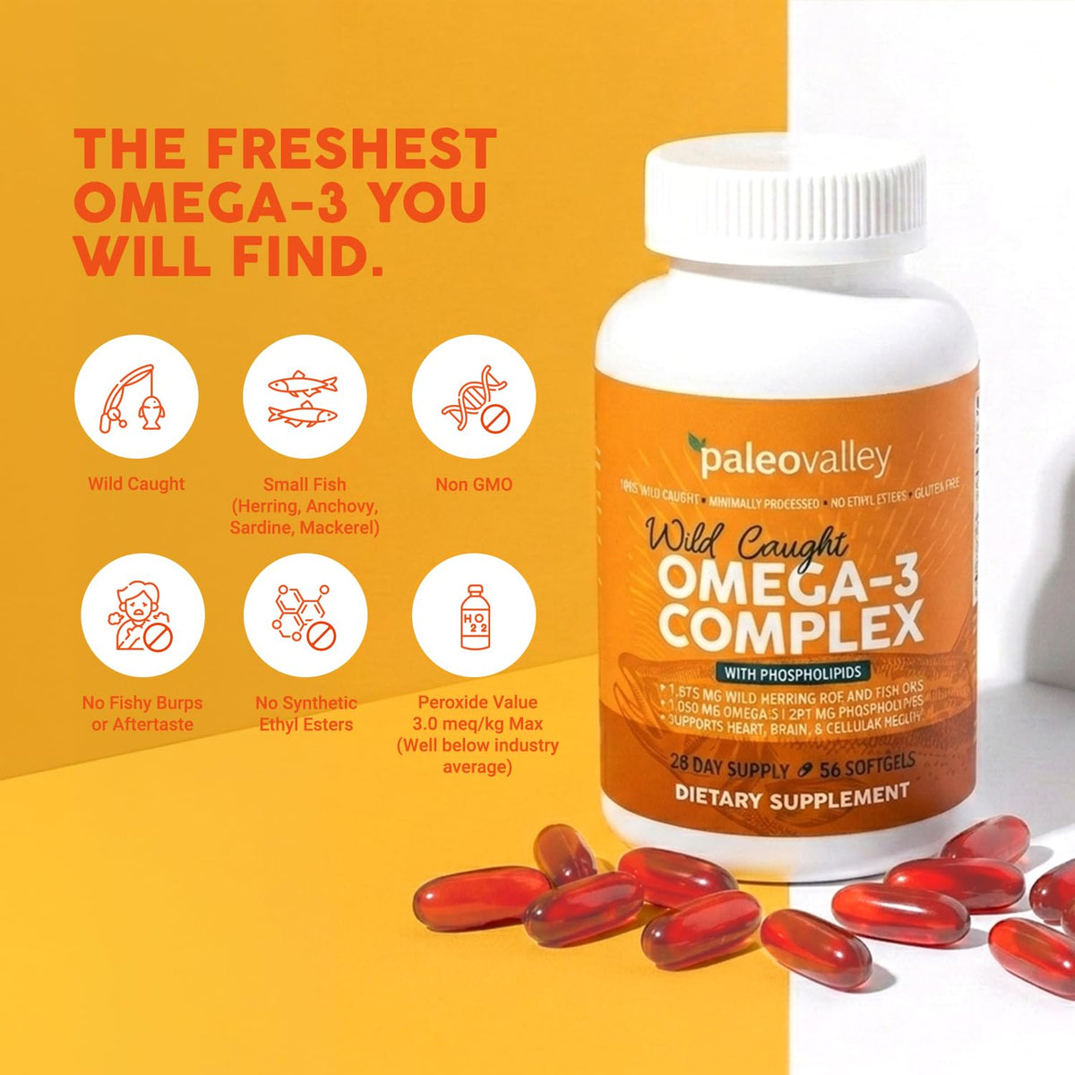 Wild Caught Omega-3 Fish Oil 750mg DHA 187mg EPA V7053