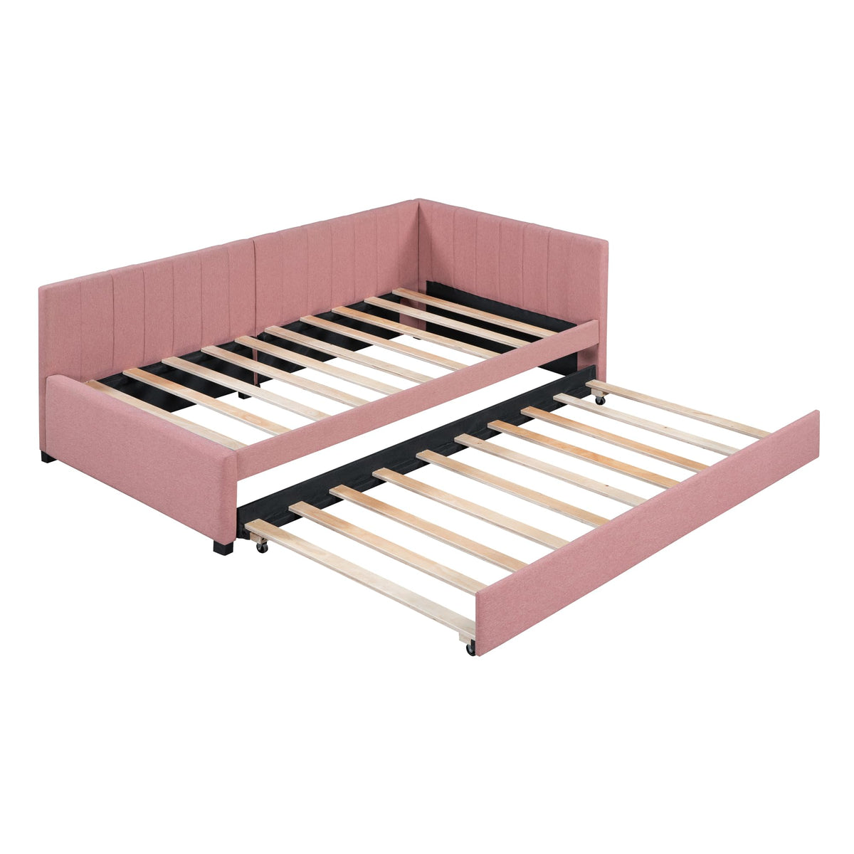 Twin Size Linen Upholstered Daybed with Trundle G961425