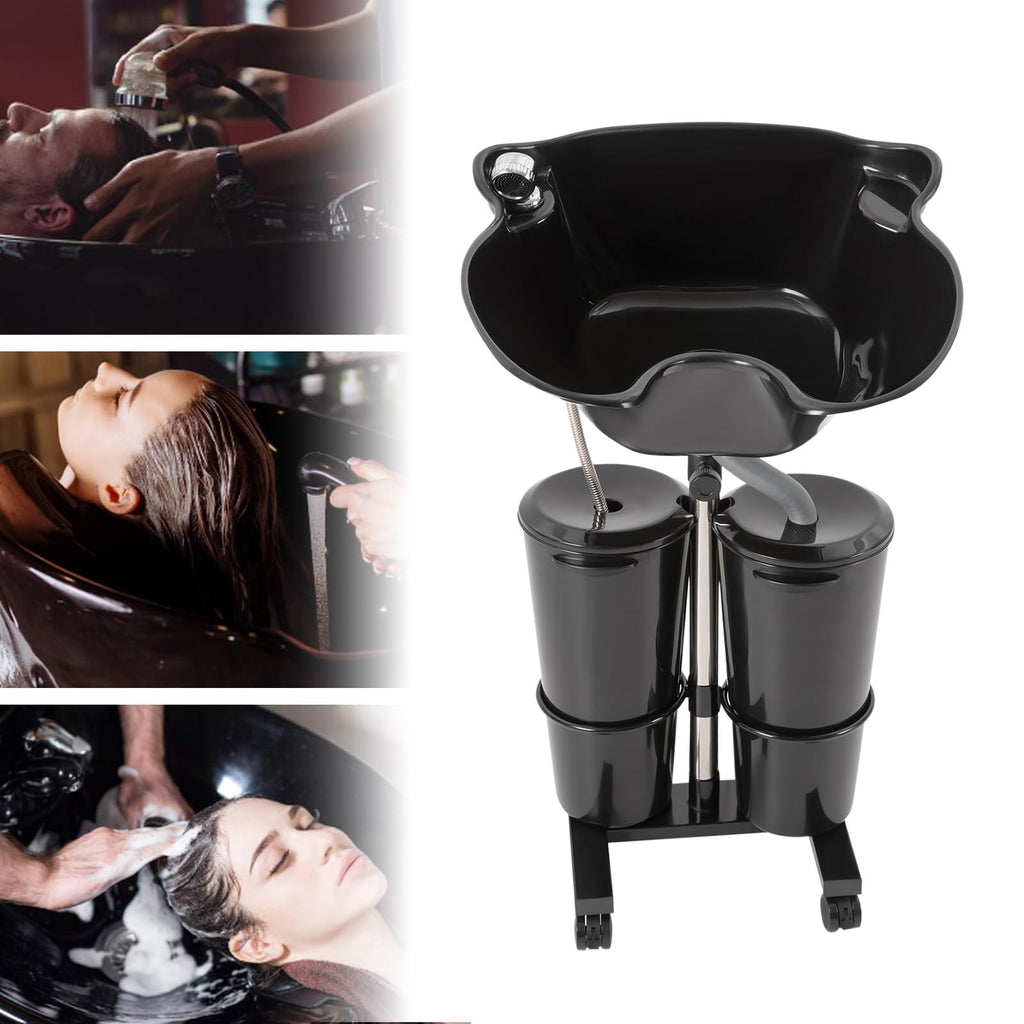 Portable Shampoo Bowl with Electric Pump, 2 Bucket Height Adjustable Z64600