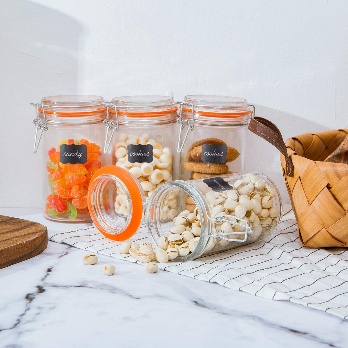 16 oz Glass Airtight Storage Jars, 12 Pack K5017