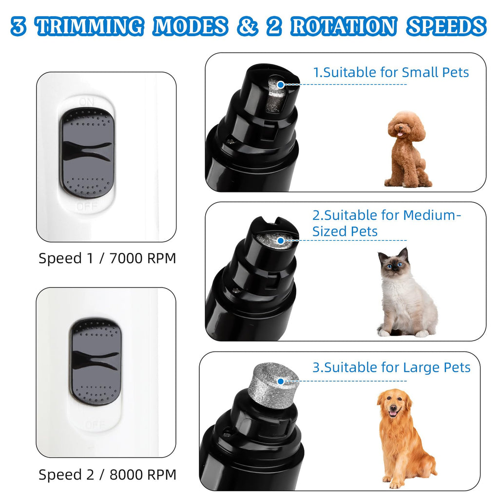2-Speed Rechargeable Quiet Electric Pet Nail Grinder F1524