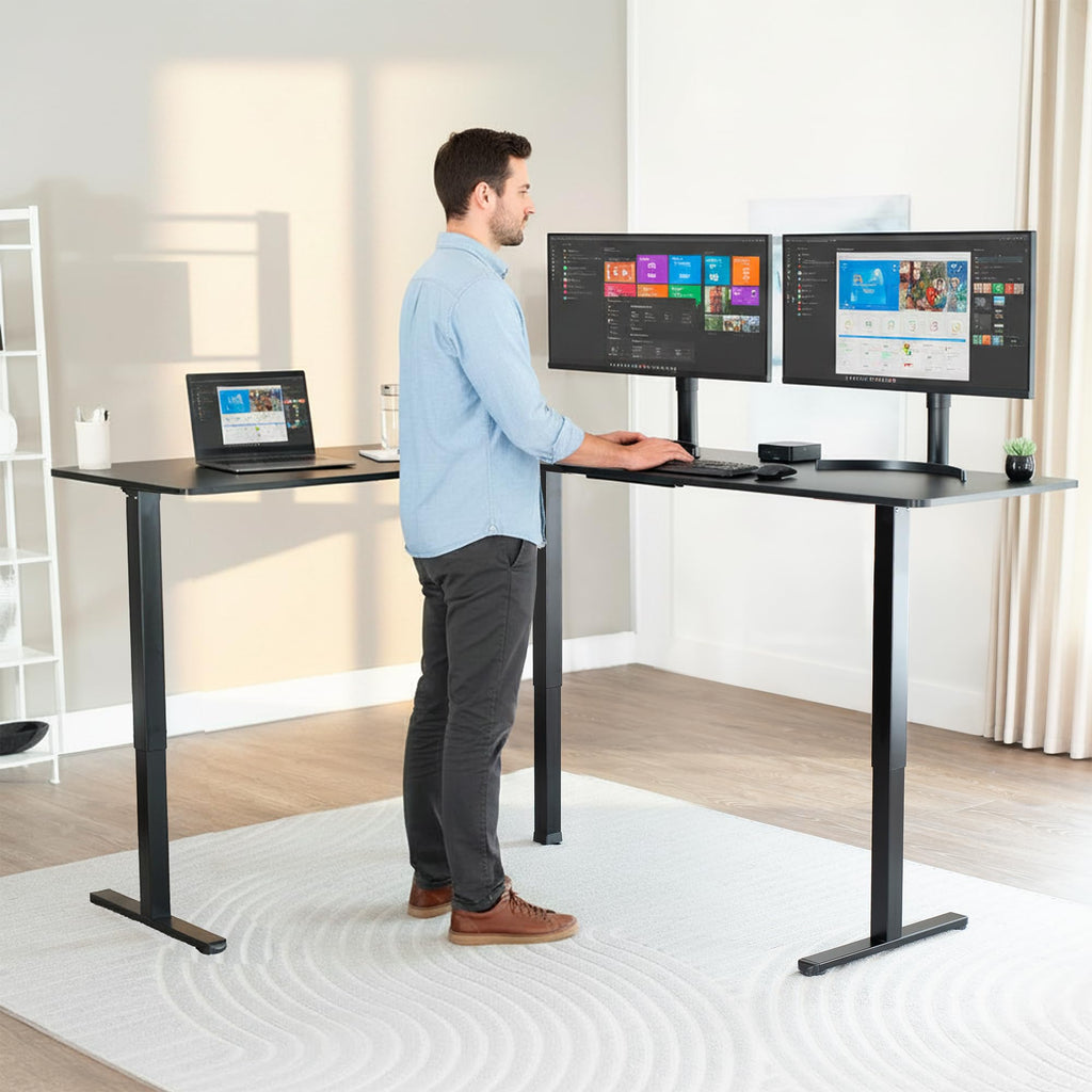 Black 75 x 63 in Corner Standing Desk K3363