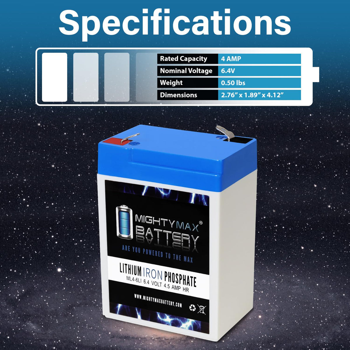 6V 4.5AH Lithium Replacement Battery H9168