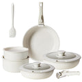 12 Pc Nonstick Milky White Cookware Set W190665
