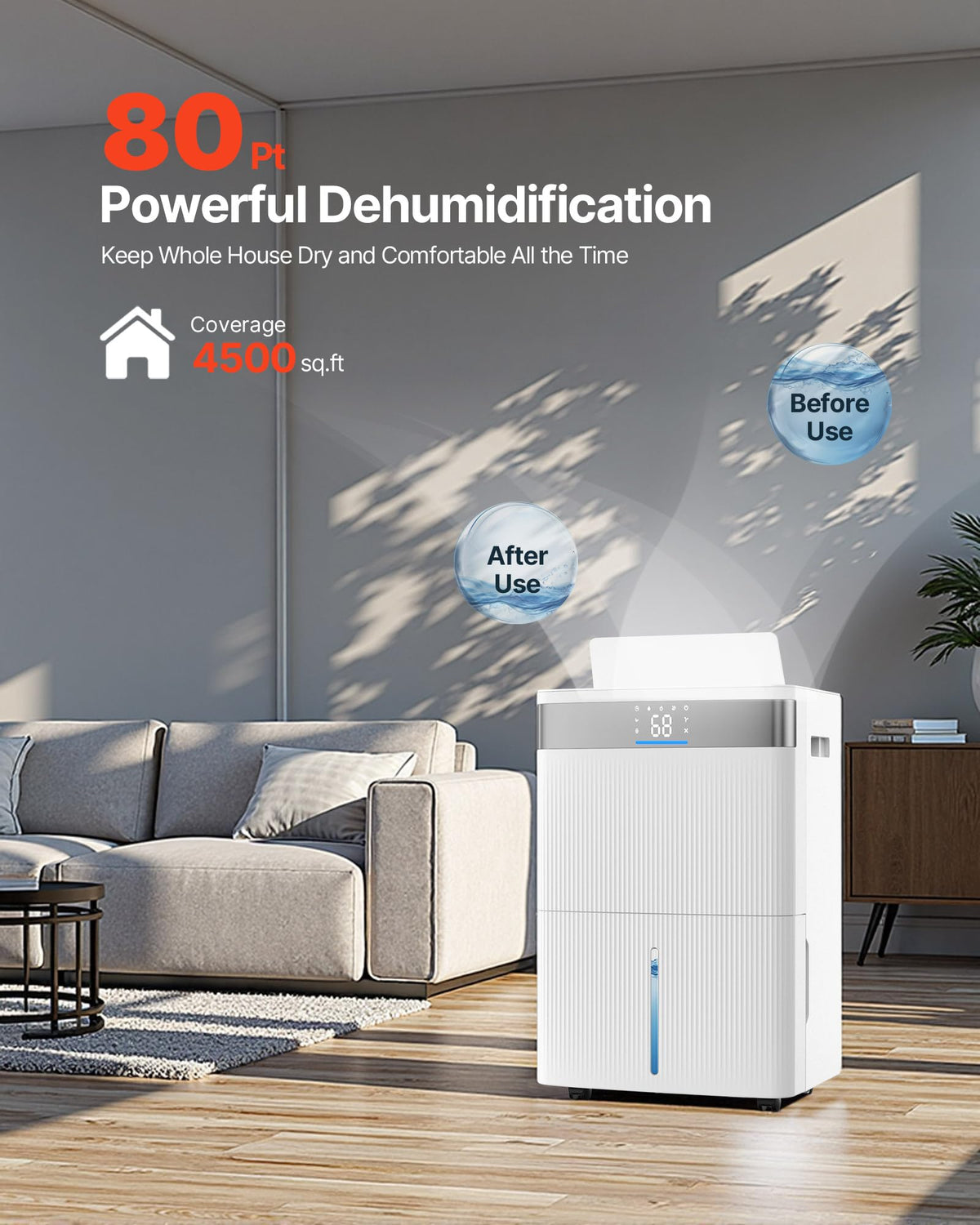80 Pints Dehumidifier with Drain Hose Y5521
