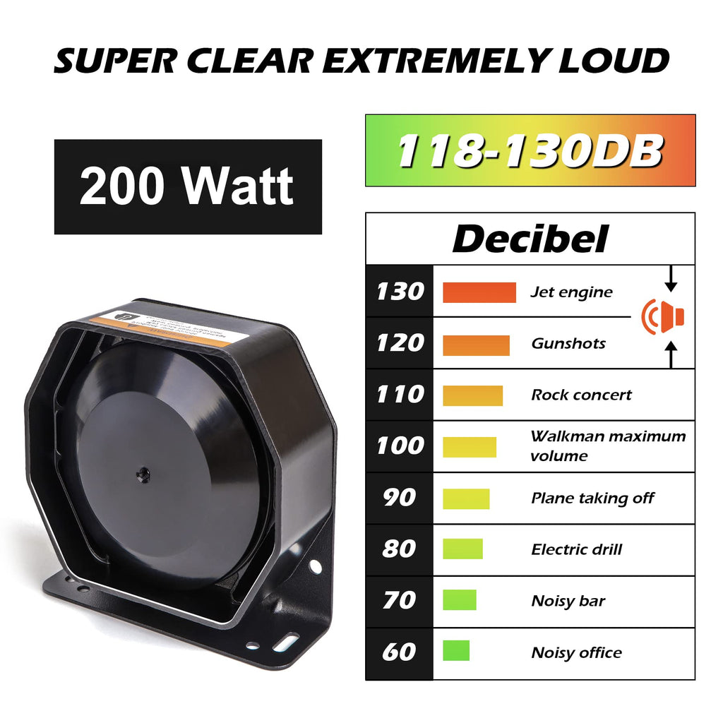 Emergency Police Siren 8 Tones PA System 130DB 200 Watt J26441