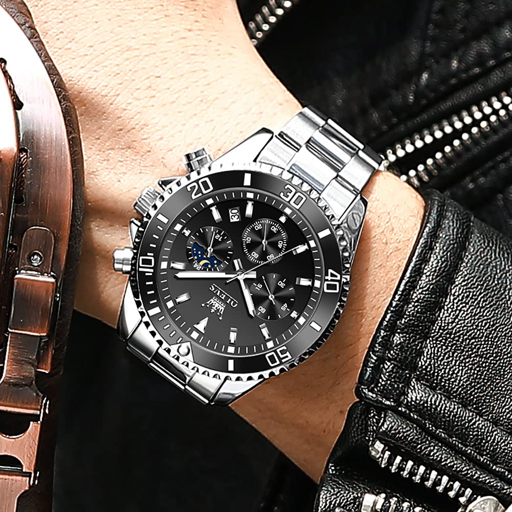 Chronograph Moon Phase Stainless Steel Wrist Watch J909