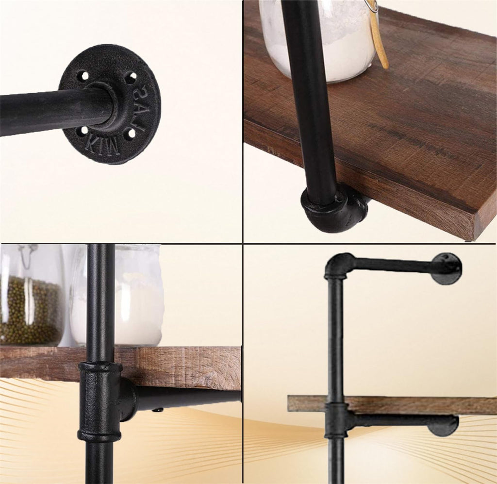 Black Iron Pipe Shelf Bracket, 2Pcs 5 Tier 68" Tall W230363