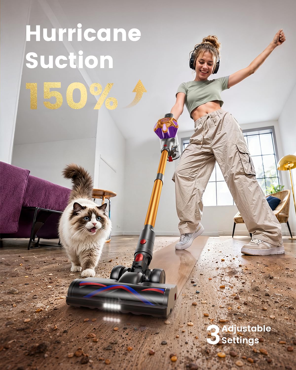 Cordless Stick Vacuum 580W 50Kpa H7074
