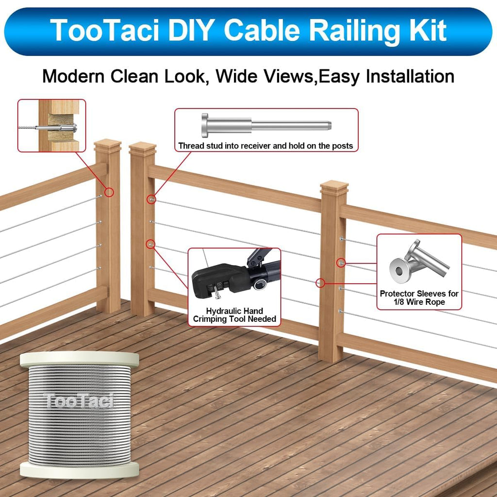 60 Pack T316 Stainless Steel 1/8" Cable Railing Kit Z5425