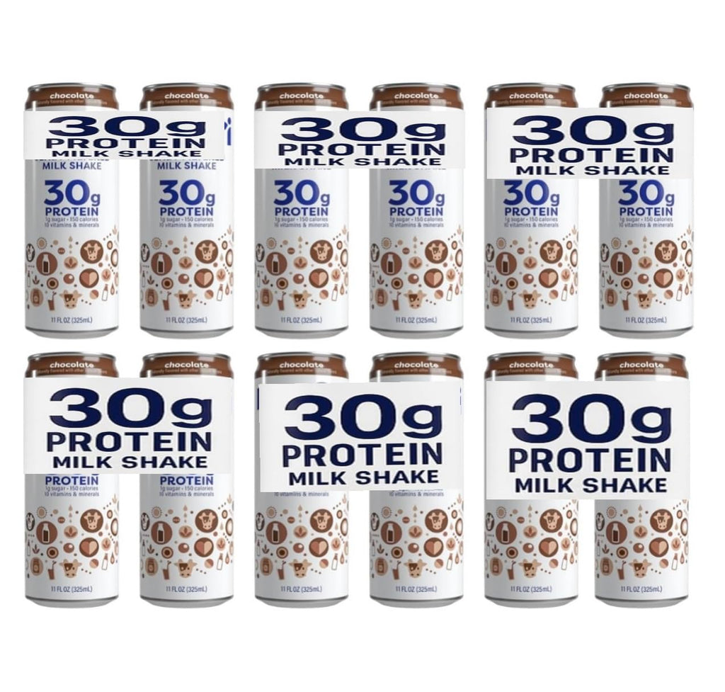 Chocolate 12 Pack High Protein Milk Shake 30g Protein 1g Sugar B9645