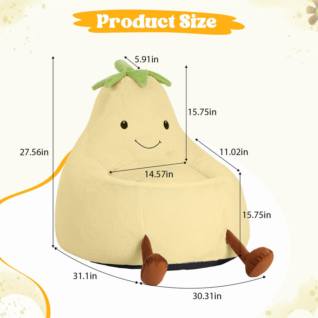 Yellow Faux Rabbit Fur Memory Foam Bean Bag Chair N480383