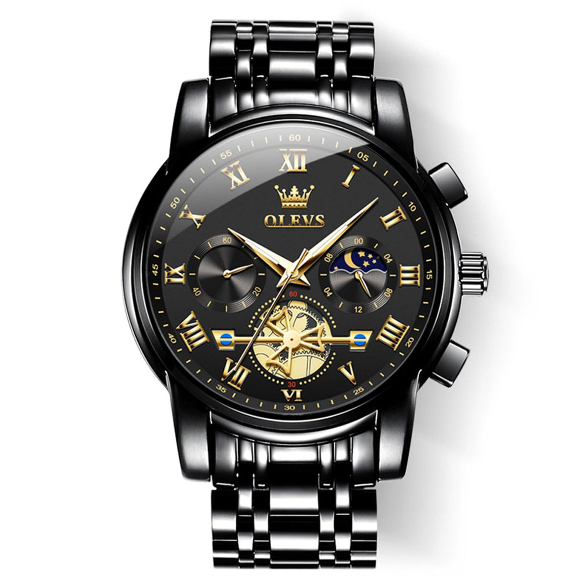 Waterproof Stainless Steel Multifunction Mens Watch F478