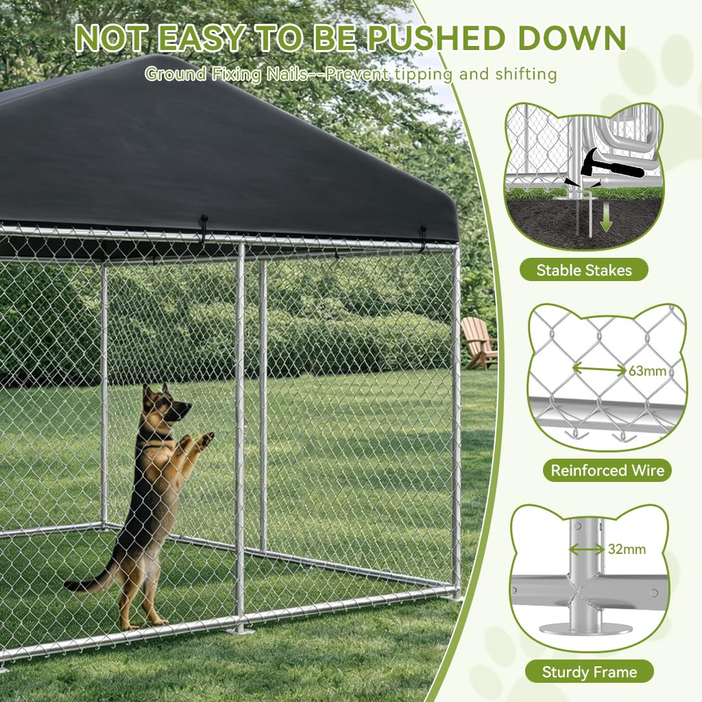 10x10FT Heavy Duty Outdoor Dog Kennel with Roof T1070
