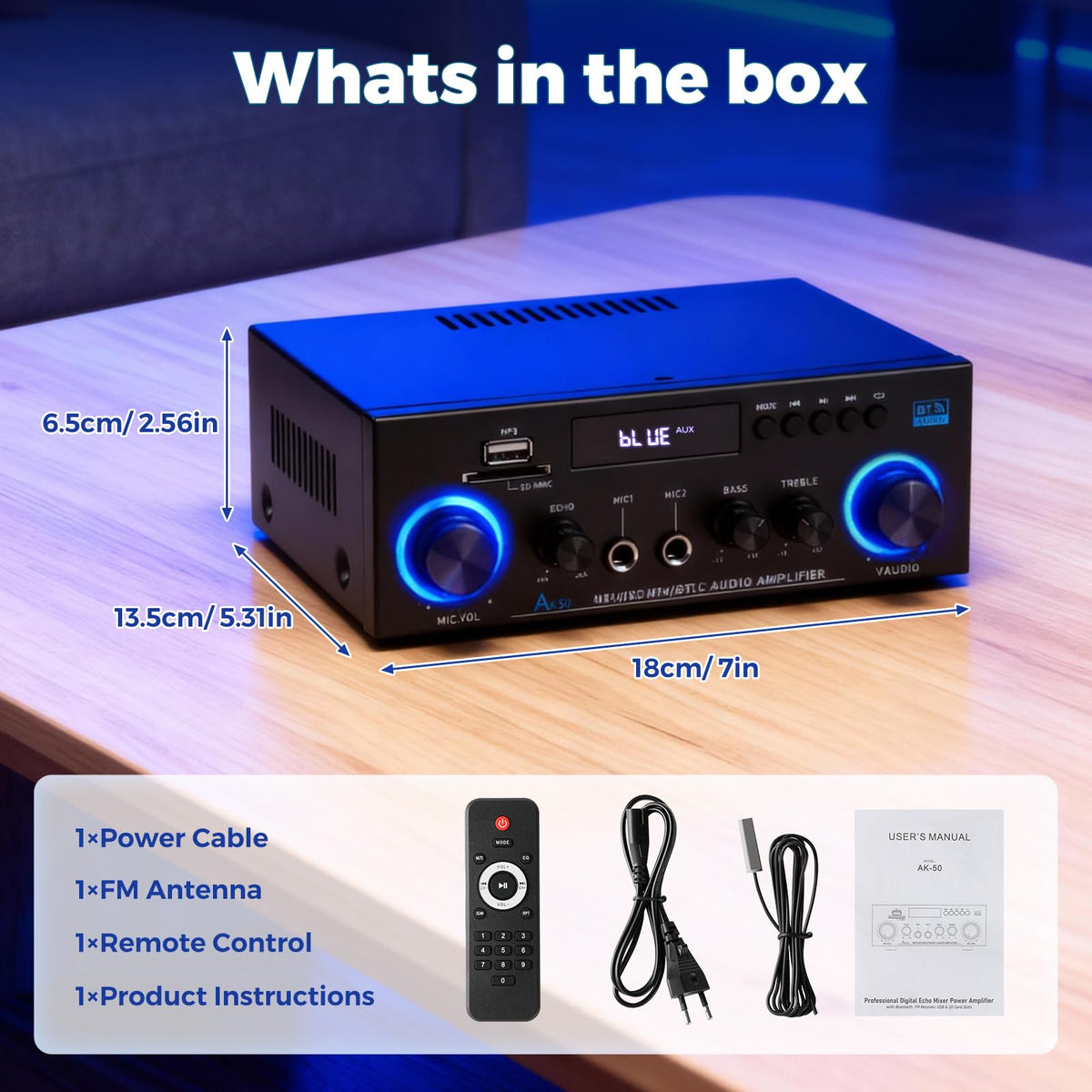 2 Channel 400W Bluetooth Stereo Audio Amplifier L243