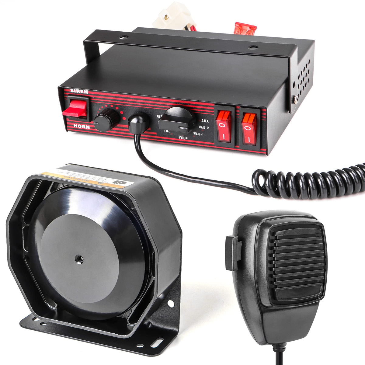 Emergency Police Siren 8 Tones PA System 130DB 200 Watt J26441