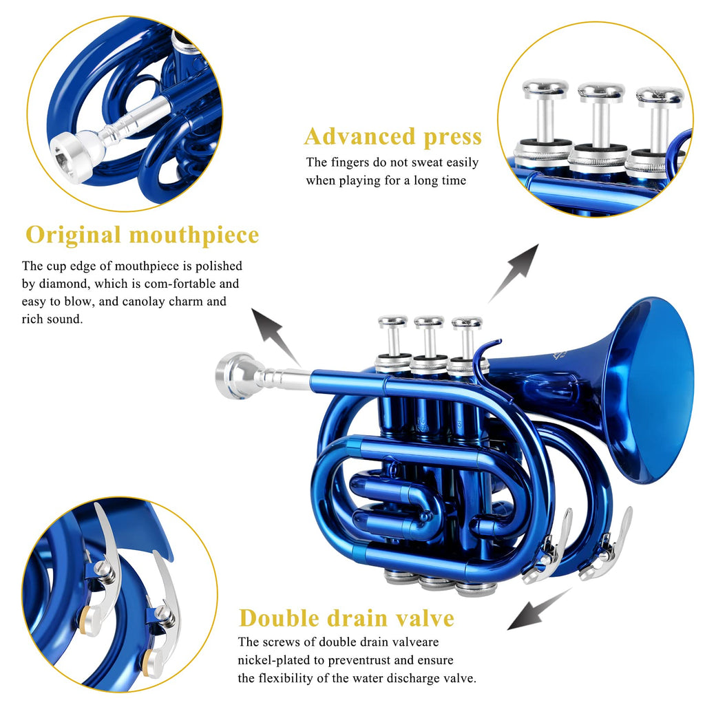 Bb Brass Pocket Trumpet with 7C Mouthpiece W5899