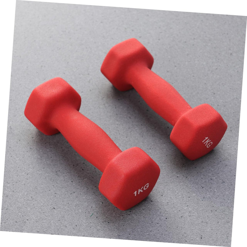 Ergonomic Hexagonal Neoprene Coated Dumbbells Red W75859